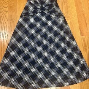 Vintage Navy and White Plaid A-Line Skirt